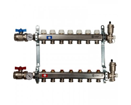 Коллектор Stout SMS 0912 из нержавеющей стали в сборе без расходомеров 7 вых.
