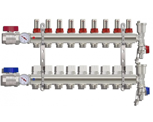 Коллекторная группа Tim (KA009) 1" ВР, 9 отводов 3/4"